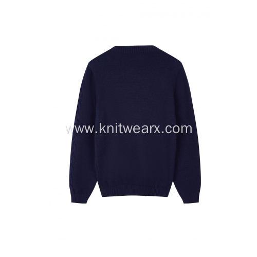 Boy's Knitted Cable Texture Crew-Neck Pullover